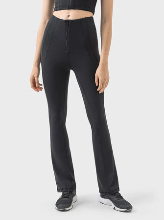 Black High-Waisted Flared Athletic Leggings for Women Black