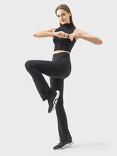 Black High-Waisted Flared Athletic Leggings for Women