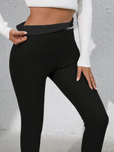 Black High-Waisted Leggings with Embroidered Waistband
