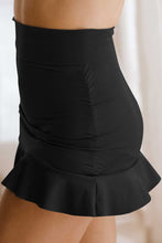 Black High Waisted Ruffle Swim Skirt with Pocket