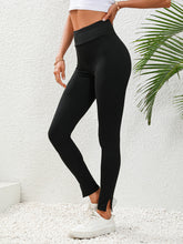 Black High Waisted Split Hem Leggings for Women Black