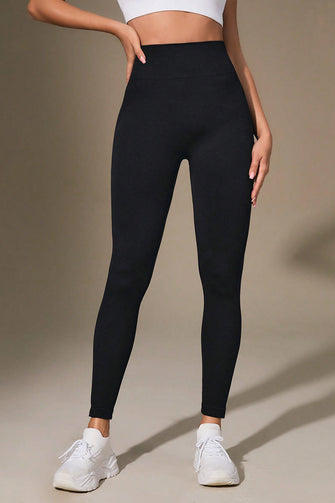 Black High-Waisted Stretch Leggings for Women Black
