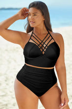 Black High Waisted Two Piece Swimsuit with Removable Padding and Cup Height Black Woman Swim sets
