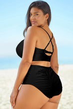 Black High Waisted Two Piece Swimsuit with Removable Padding and Cup Height