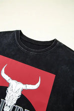 Black Howdy Bull Skull Cotton Graphic T-Shirt for Women Woman T Shirts
