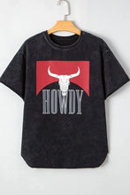 Black Howdy Bull Skull Cotton Graphic T-Shirt for Women Woman T Shirts