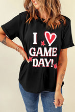 Black I Love Game Day Graphic T-Shirt for Women