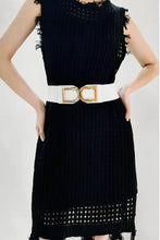 White double D buckle PU belt with gold hardware