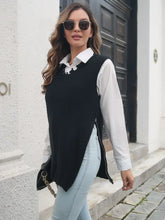 Black Knit Sweater Vest for Women Acrylic Outerwear Black
