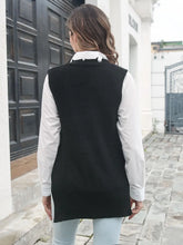 Black Knit Sweater Vest for Women Acrylic Outerwear