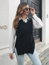 Black Knit Sweater Vest for Women Acrylic Outerwear