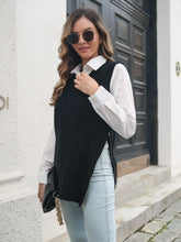 Black Knit Sweater Vest for Women Acrylic Outerwear