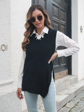 Black Knit Sweater Vest for Women Acrylic Outerwear