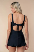 Black Knit Swim Dress with Skirt and Back Tie Swimwear