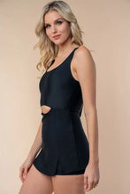 Black Knit Swim Dress with Skirt and Back Tie Swimwear