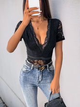 Black Lace Bodysuit with Moderate Stretch