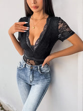 Black Lace Bodysuit with Moderate Stretch