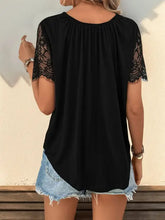 Black Lace Crisscross Sleeve Top for Women Woman T Shirts