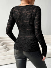 Black Lace Long Sleeve Top for Women