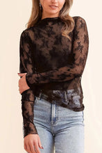 Black Lace Long Sleeve Top for Women