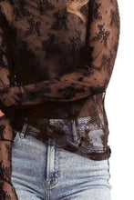 Black Lace Long Sleeve Top for Women