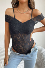 Black Lace Off Shoulder Bodysuit Sleeveless Chic Womenswear Black