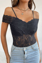 Black Lace Off Shoulder Bodysuit Sleeveless Chic Womenswear
