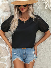 Black Lace Sleeve Blouse and Denim Shorts Set for Women
