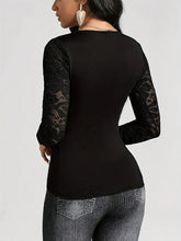Black Lace Sleeve V-Neck Wrap Top for Women