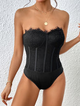 Black Lace Strapless Corset Top with Sweetheart Neckline