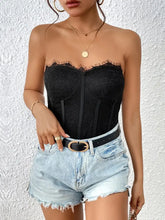Black Lace Strapless Corset Top with Sweetheart Neckline Woman Bodysuits
