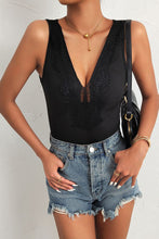 Sleeveless Bodysuit with Black Lace Trim