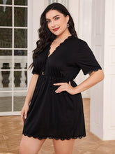 Black Lace Trimmed Short Sleeve Nightgown for Women