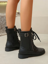 Black Lace-Up Ankle Boots for Women Low Heel