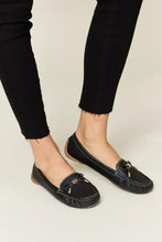 Black leather bow flats loafers for women, low heel height