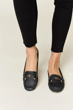 Black Leather Bow Flats Loafers for Women