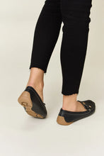 Black Leather Bow Flats Loafers for Women