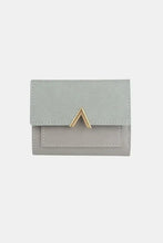 Black Leather Compact Trifold Wallet with Gold V Accent Grey One Size Wallets