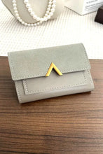 Black Leather Compact Trifold Wallet with Gold V Accent Wallets