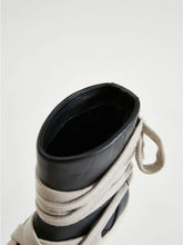 Black Leather High-Top Sneakers with Wrapped Laces for Women