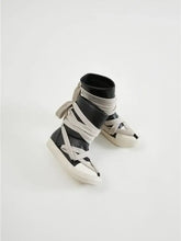 Black Leather High-Top Sneakers with Wrapped Laces for Women Woman Boots