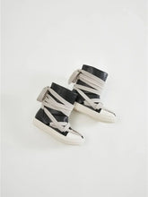 Black Leather High-Top Sneakers with Wrapped Laces for Women