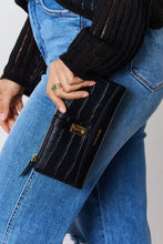 Black Leather Wallet with Gold Zipper and Texture PU Leather Finish BLACK One Size
