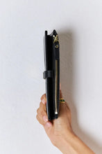 Black Leather Wallet with Gold Zipper and Texture PU Leather Finish