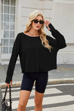 Black Long Sleeve Backless Shirt with Navy Biker Shorts Set for Women