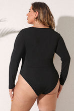 Black Long Sleeve Bodysuit for Women Moderate Stretch Basic Style
