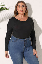 Black Long Sleeve Bodysuit for Women Moderate Stretch Basic Style