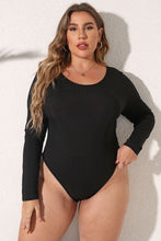 Black Long Sleeve Bodysuit for Women Moderate Stretch Basic Style Black