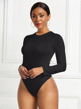 Black Long Sleeve Bodysuit for Women Stretchy Opaque Basic Style