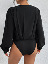 Black Long Sleeve Bodysuit Polyester Basic Style Woman Bodysuits